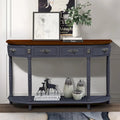 Table console demi-lune circulaire de 132 cm avec étagère ouverte et 2 tiroirs