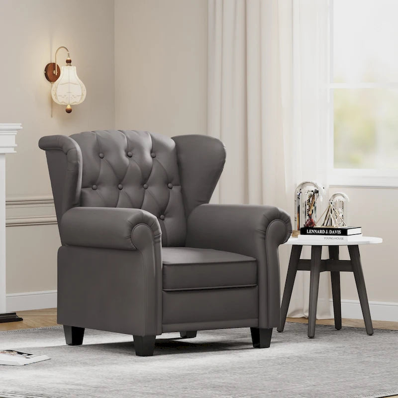 Fauteuil inclinable capitonné à oreilles et dossier inclinable