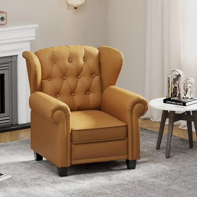 Fauteuil inclinable capitonné à oreilles et dossier inclinable