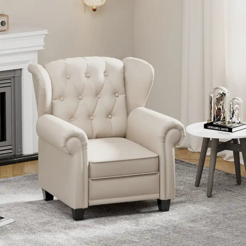 Fauteuil inclinable capitonné à oreilles et dossier inclinable