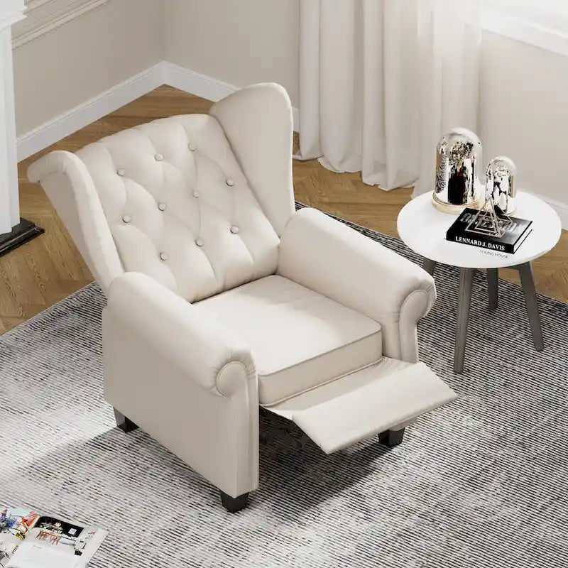 Fauteuil inclinable capitonné à oreilles et dossier inclinable