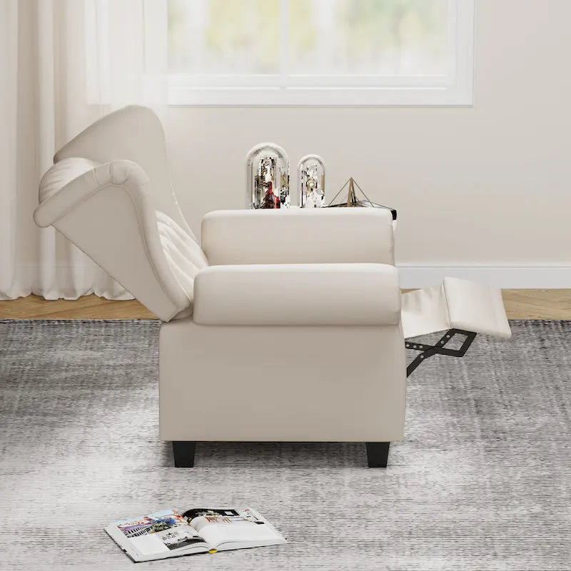 Fauteuil inclinable capitonné à oreilles et dossier inclinable