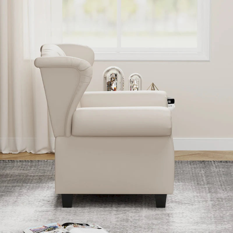 Fauteuil inclinable capitonné à oreilles et dossier inclinable