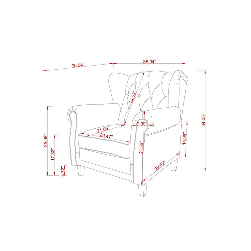 Fauteuil inclinable capitonné à oreilles et dossier inclinable