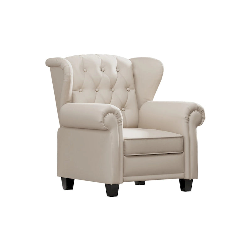 Fauteuil inclinable capitonné à oreilles et dossier inclinable