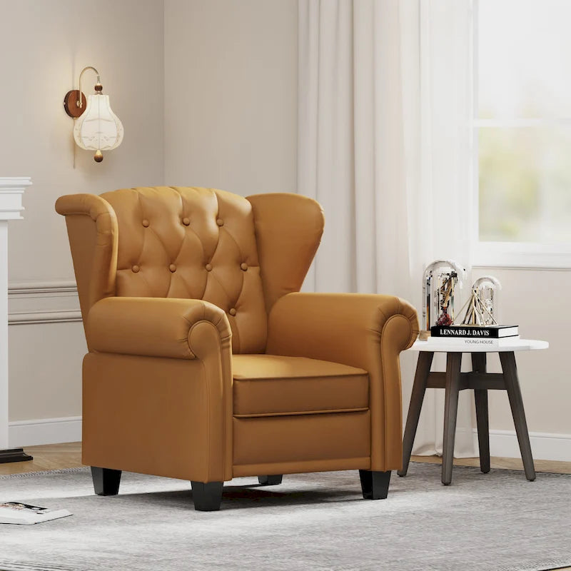 Fauteuil inclinable capitonné à oreilles et dossier inclinable