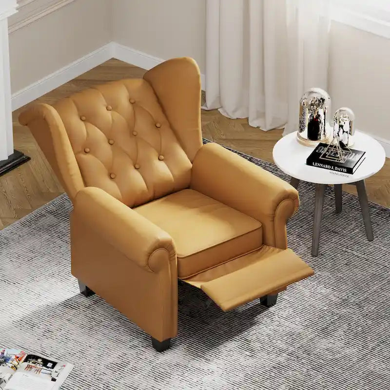 Fauteuil inclinable capitonné à oreilles et dossier inclinable
