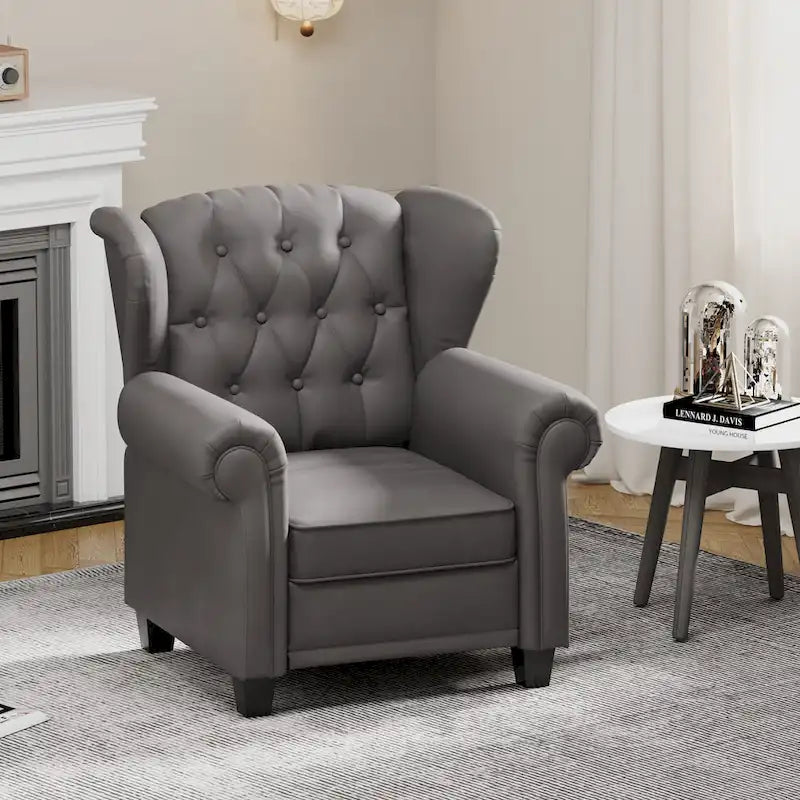 Fauteuil inclinable capitonné à oreilles et dossier inclinable