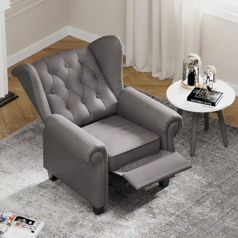 Fauteuil inclinable capitonné à oreilles et dossier inclinable