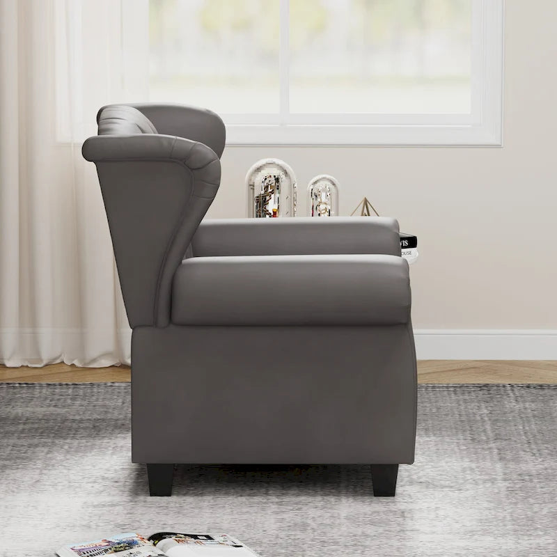 Fauteuil inclinable capitonné à oreilles et dossier inclinable