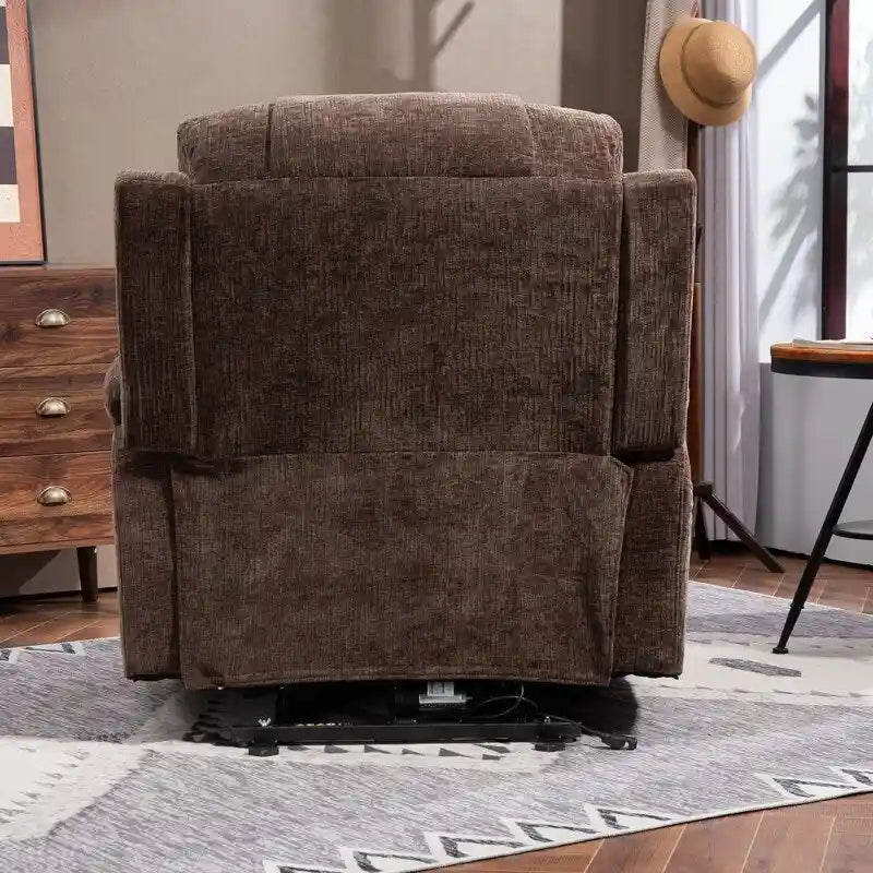Fauteuil inclinable électrique rembourré avec repose-pieds étendu, assistance au levage, chaleur/massage, recharge USB/Type C et rangement