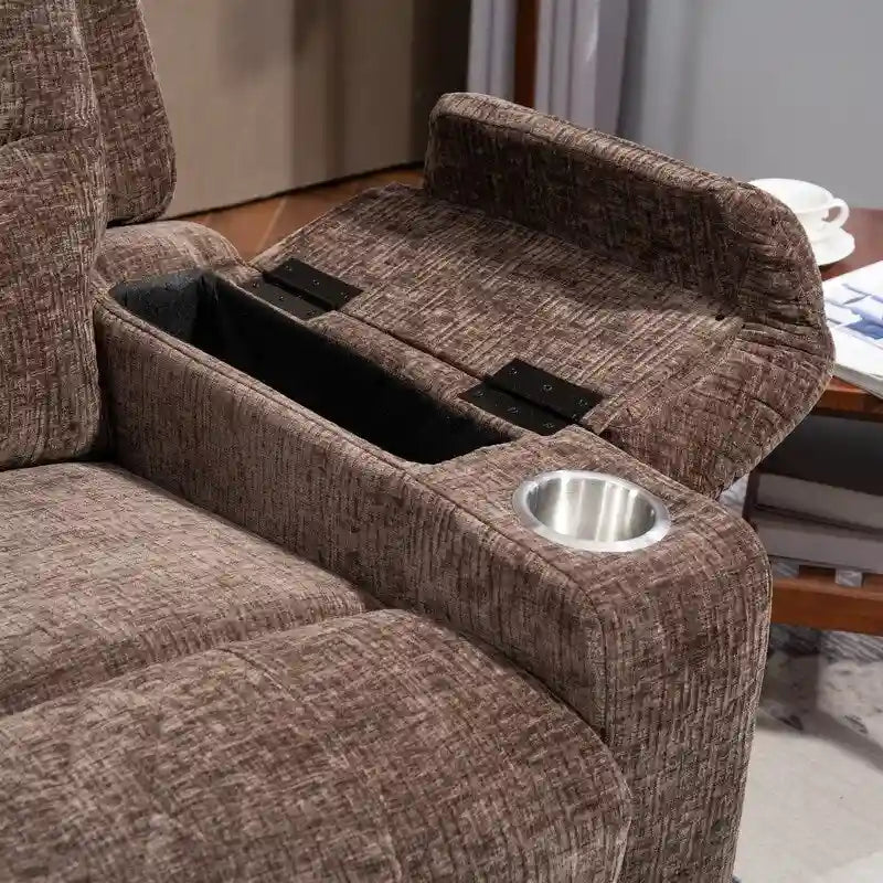 Fauteuil inclinable électrique rembourré avec repose-pieds étendu, assistance au levage, chaleur/massage, recharge USB/Type C et rangement