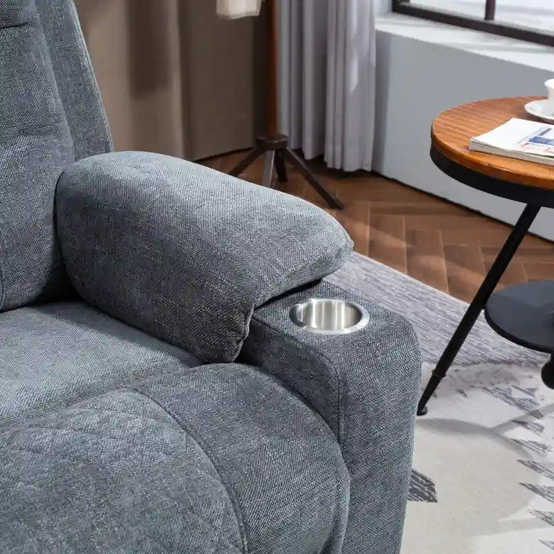 Fauteuil inclinable électrique rembourré avec repose-pieds étendu, assistance au levage, chaleur/massage, recharge USB/Type C et rangement