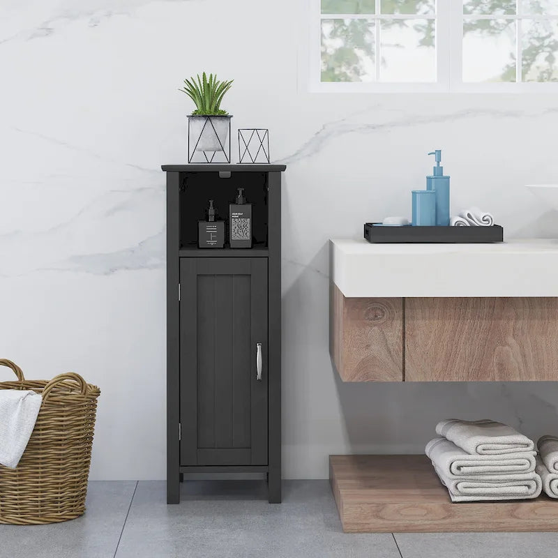 Meuble de rangement de salle de bain étroit sur pied à 2 niveaux