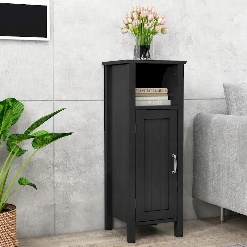 Meuble de rangement de salle de bain étroit sur pied à 2 niveaux