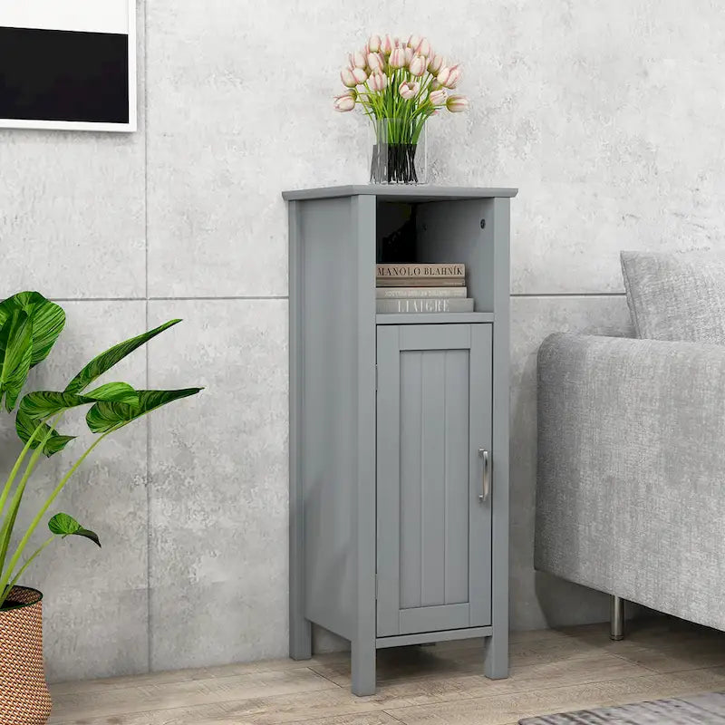 Meuble de rangement de salle de bain étroit sur pied à 2 niveaux