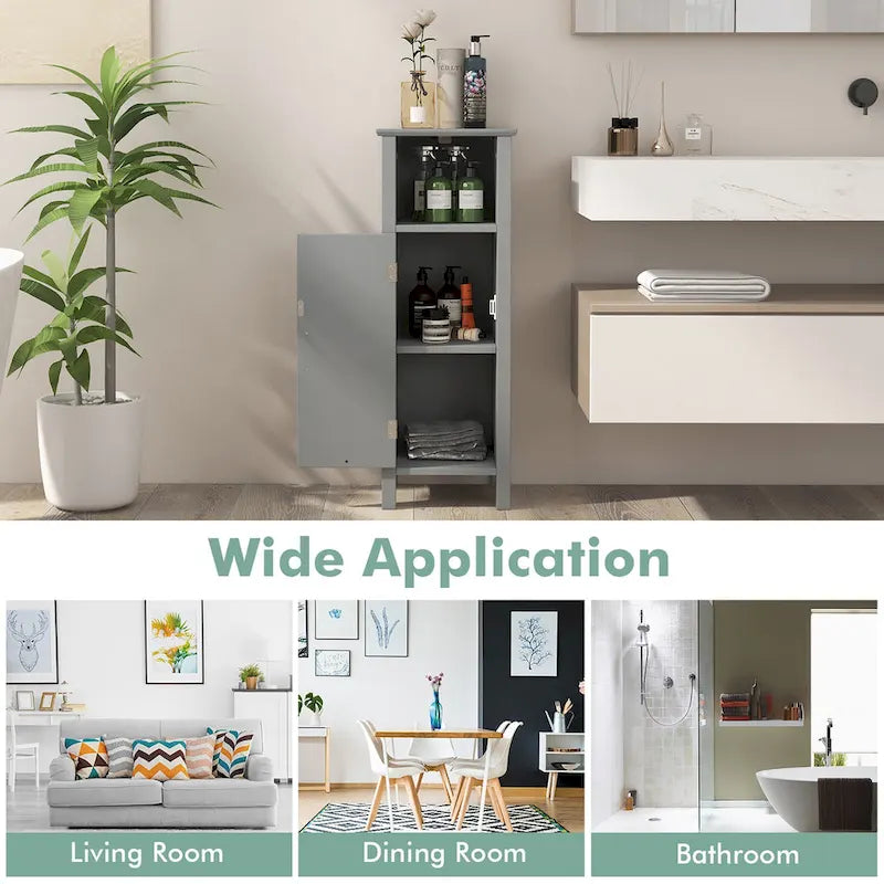 Meuble de rangement de salle de bain étroit sur pied à 2 niveaux