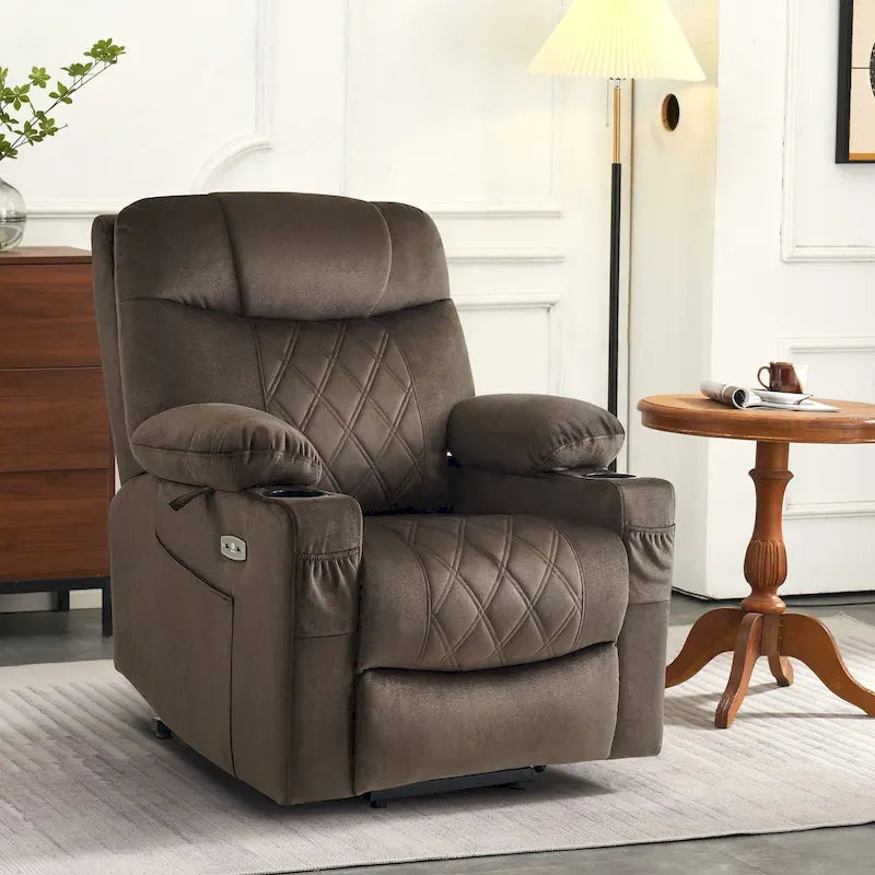 Petit fauteuil inclinable électrique double moteur avec massage, double chauffage, appui-tête réglable, tissu 7222