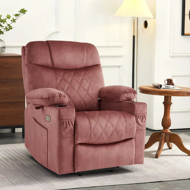 Petit fauteuil inclinable électrique double moteur avec massage, double chauffage, appui-tête réglable, tissu 7222