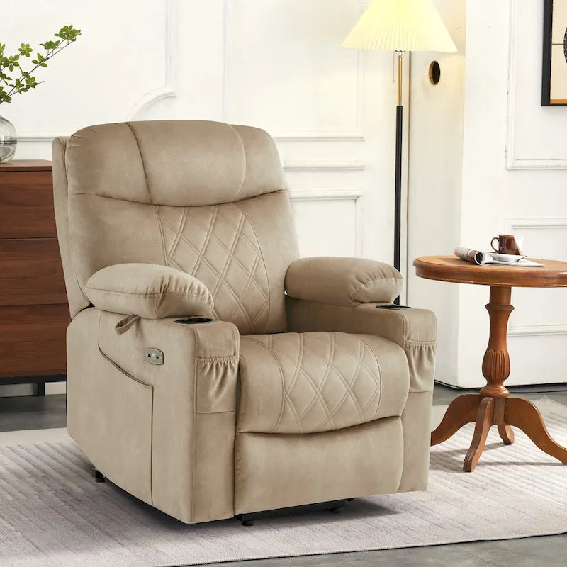 Petit fauteuil inclinable électrique double moteur avec massage, double chauffage, appui-tête réglable, tissu 7222