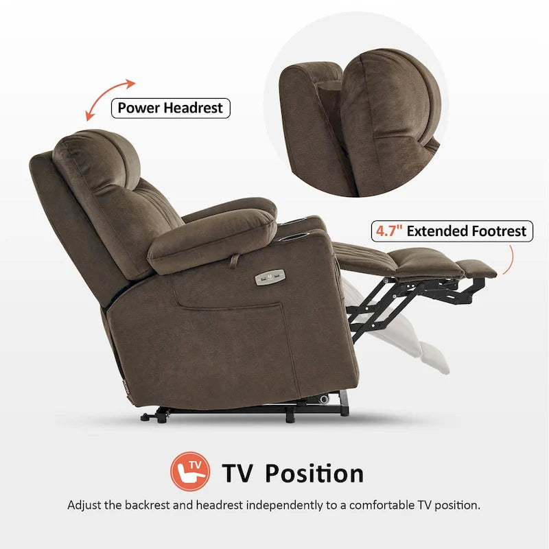 Petit fauteuil inclinable électrique double moteur avec massage, double chauffage, appui-tête réglable, tissu 7222