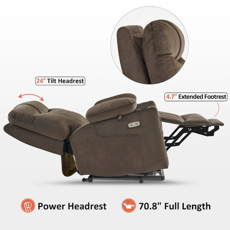 Petit fauteuil inclinable électrique double moteur avec massage, double chauffage, appui-tête réglable, tissu 7222