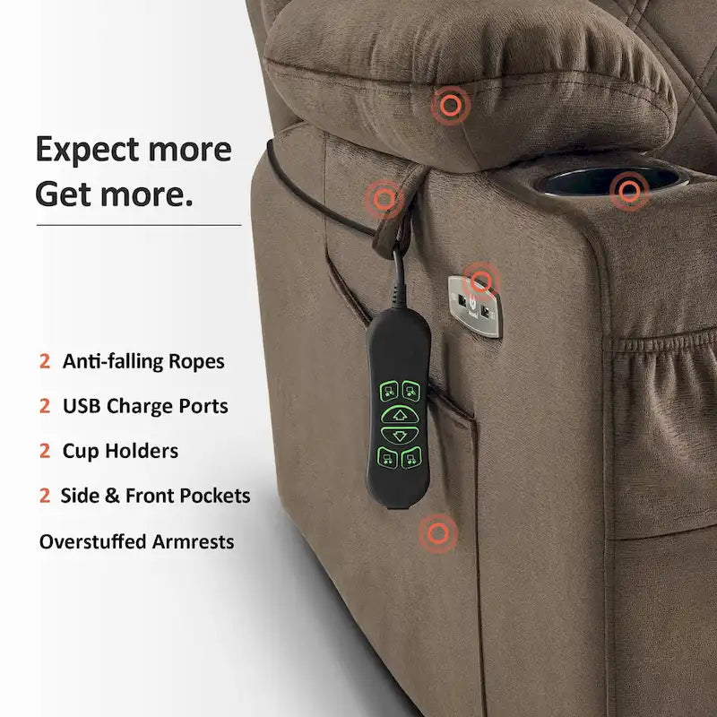 Petit fauteuil inclinable électrique double moteur avec massage, double chauffage, appui-tête réglable, tissu 7222