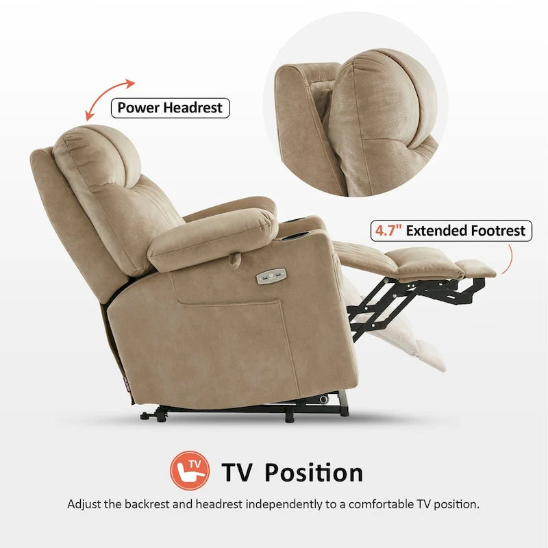 Petit fauteuil inclinable électrique double moteur avec massage, double chauffage, appui-tête réglable, tissu 7222