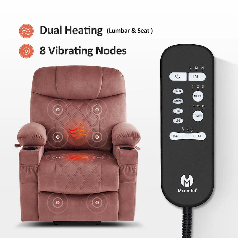 Petit fauteuil inclinable électrique double moteur avec massage, double chauffage, appui-tête réglable, tissu 7222