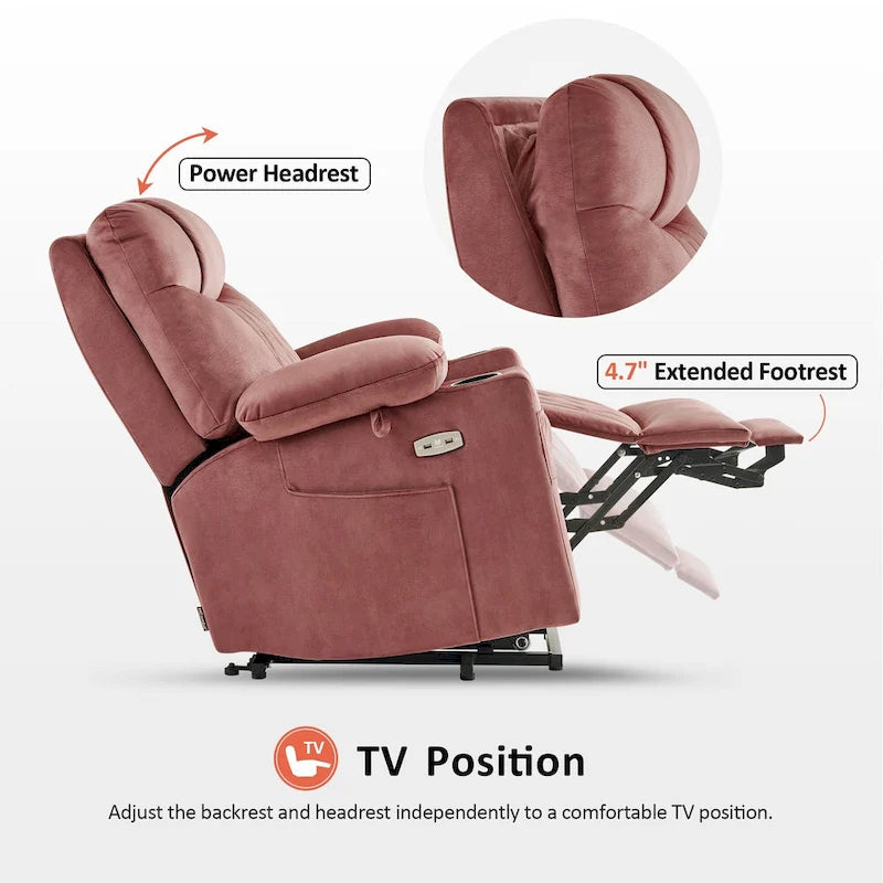 Petit fauteuil inclinable électrique double moteur avec massage, double chauffage, appui-tête réglable, tissu 7222