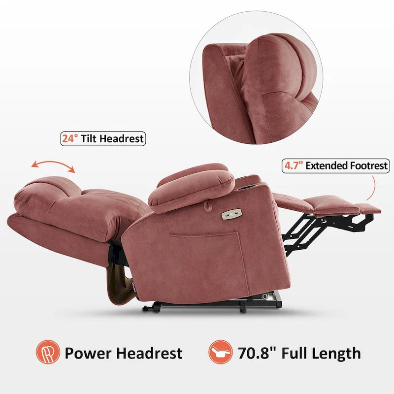 Petit fauteuil inclinable électrique double moteur avec massage, double chauffage, appui-tête réglable, tissu 7222