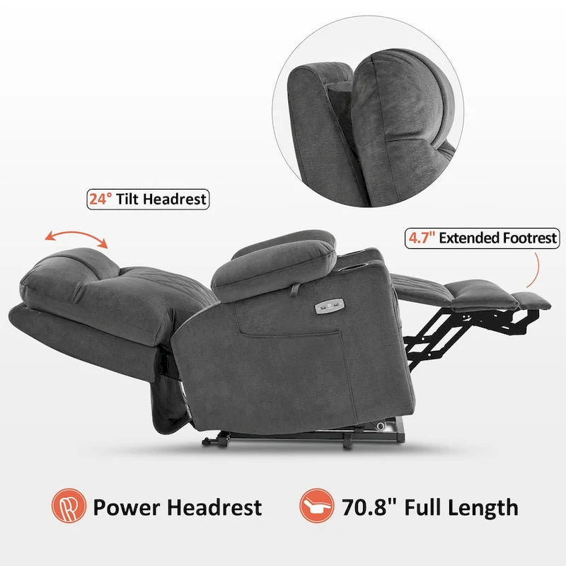 Petit fauteuil inclinable électrique double moteur avec massage, double chauffage, appui-tête réglable, tissu 7222