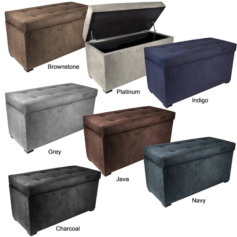 Banc coffre de rangement capitonné à 8 boutons