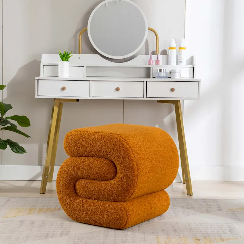 Tabouret de maquillage/repose-pieds ottoman en forme de S