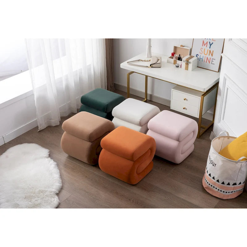 Tabouret de maquillage/repose-pieds ottoman en forme de S