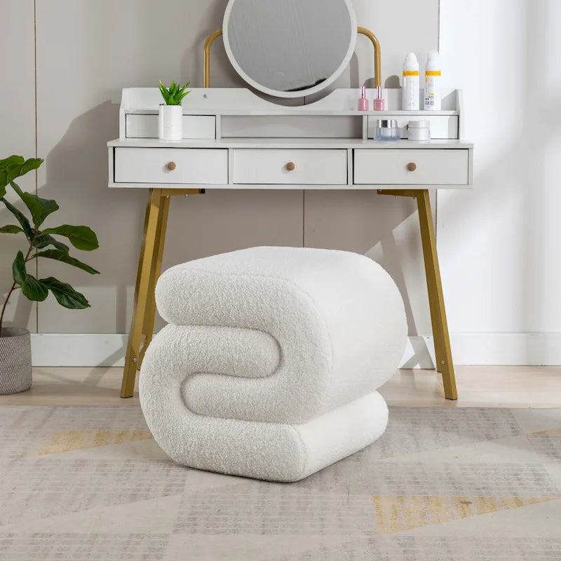 Tabouret de maquillage/repose-pieds ottoman en forme de S