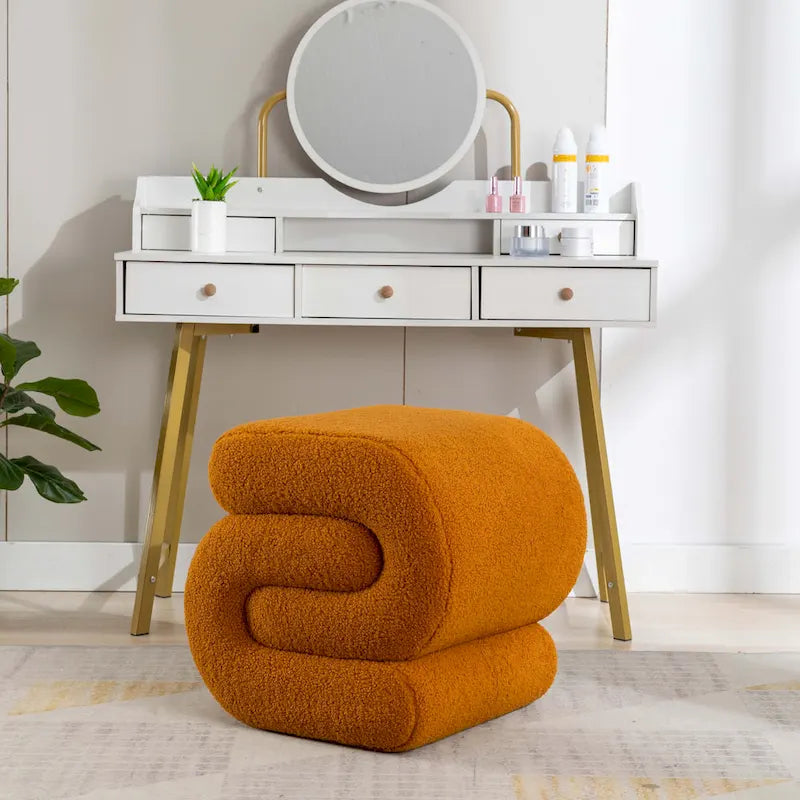 Tabouret de maquillage/repose-pieds ottoman en forme de S