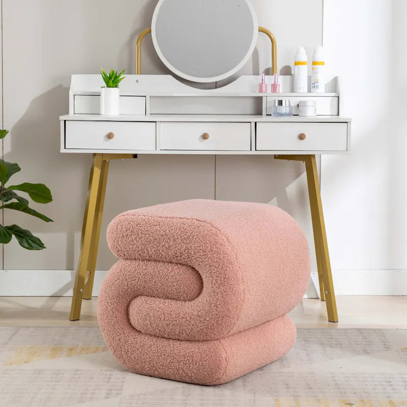Tabouret de maquillage/repose-pieds ottoman en forme de S