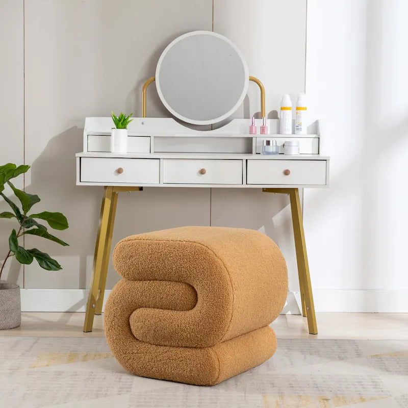 Tabouret de maquillage/repose-pieds ottoman en forme de S
