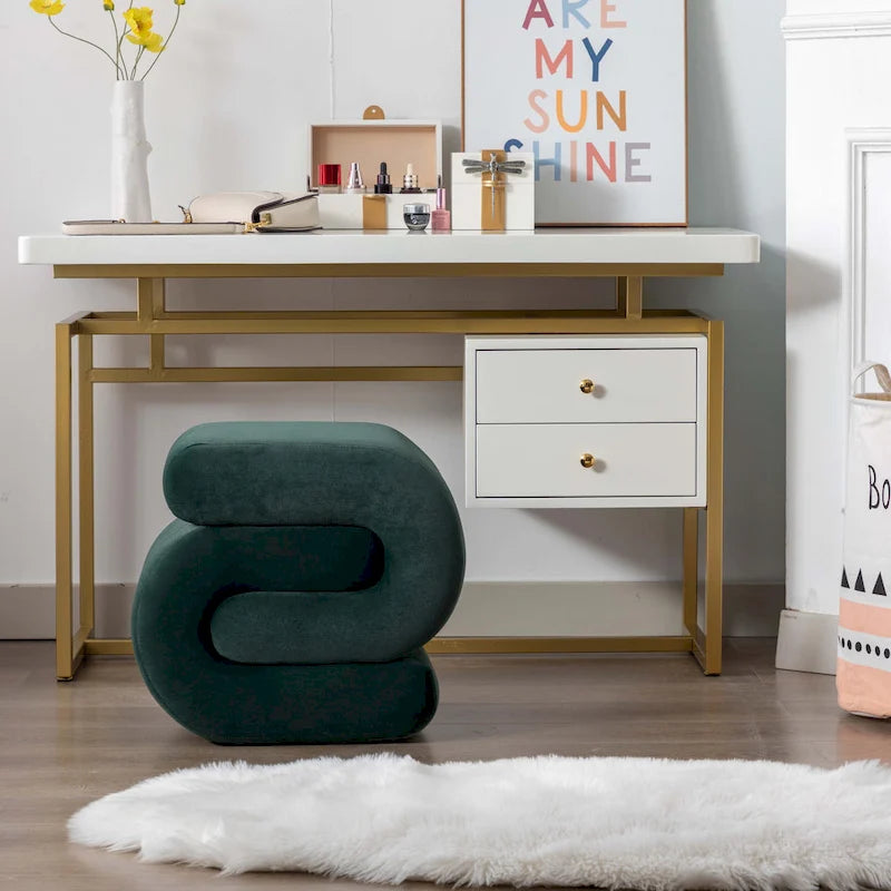 Tabouret de maquillage/repose-pieds ottoman en forme de S