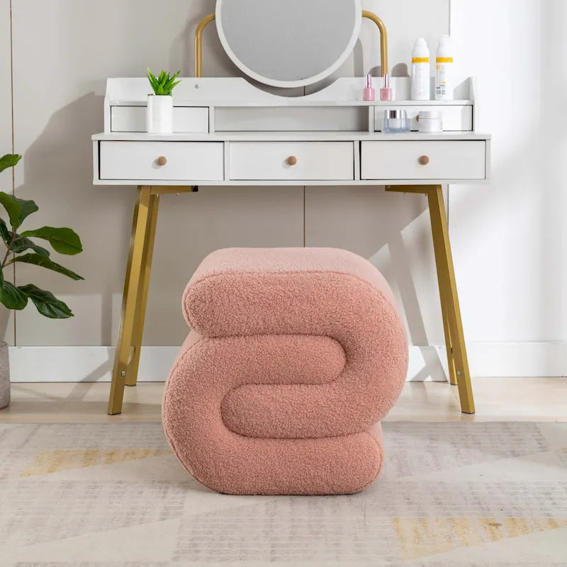 Tabouret de maquillage/repose-pieds ottoman en forme de S