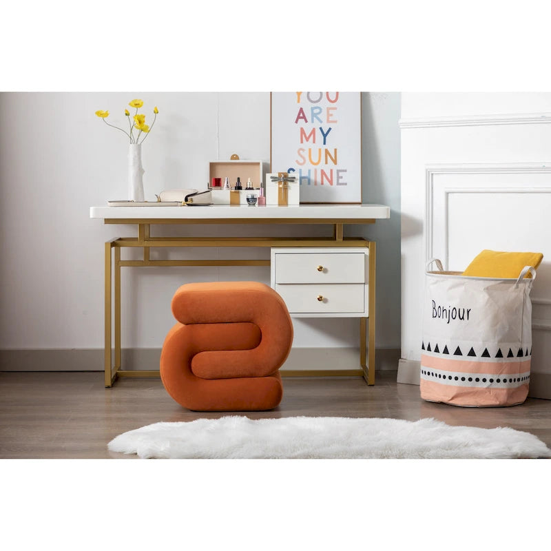 Tabouret de maquillage/repose-pieds ottoman en forme de S