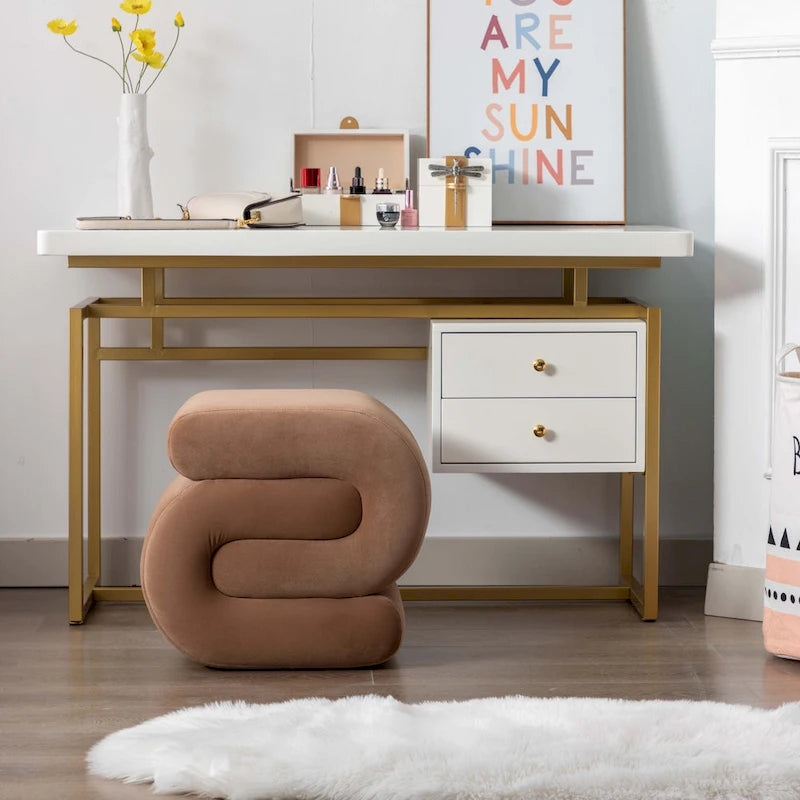 Tabouret de maquillage/repose-pieds ottoman en forme de S