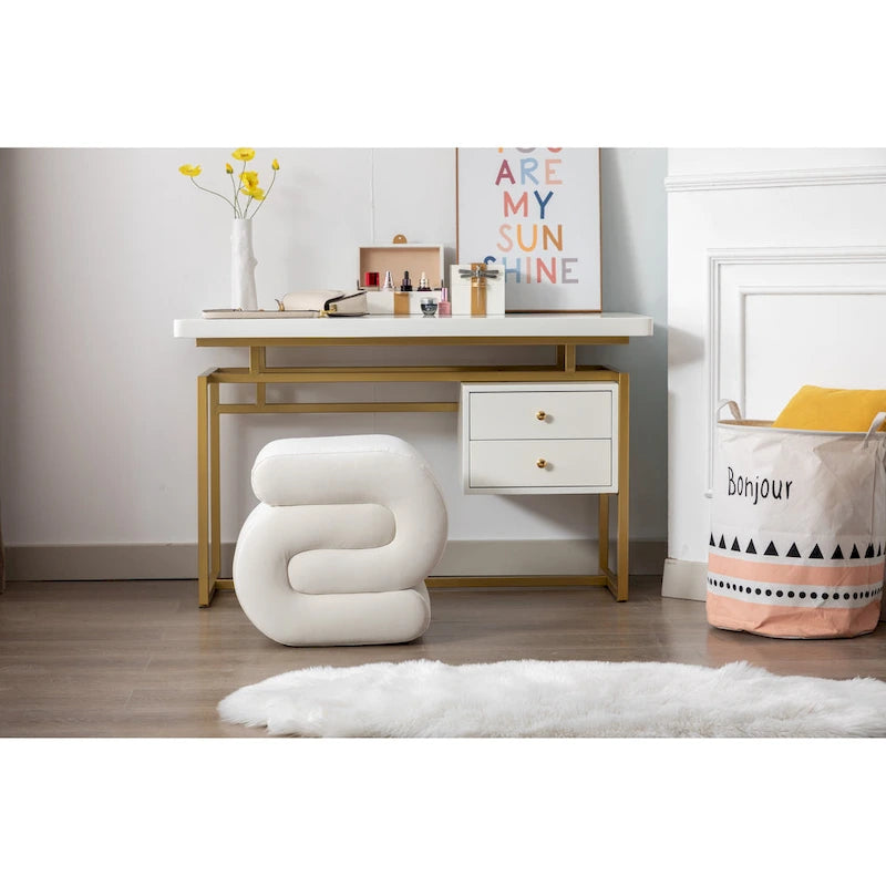 Tabouret de maquillage/repose-pieds ottoman en forme de S