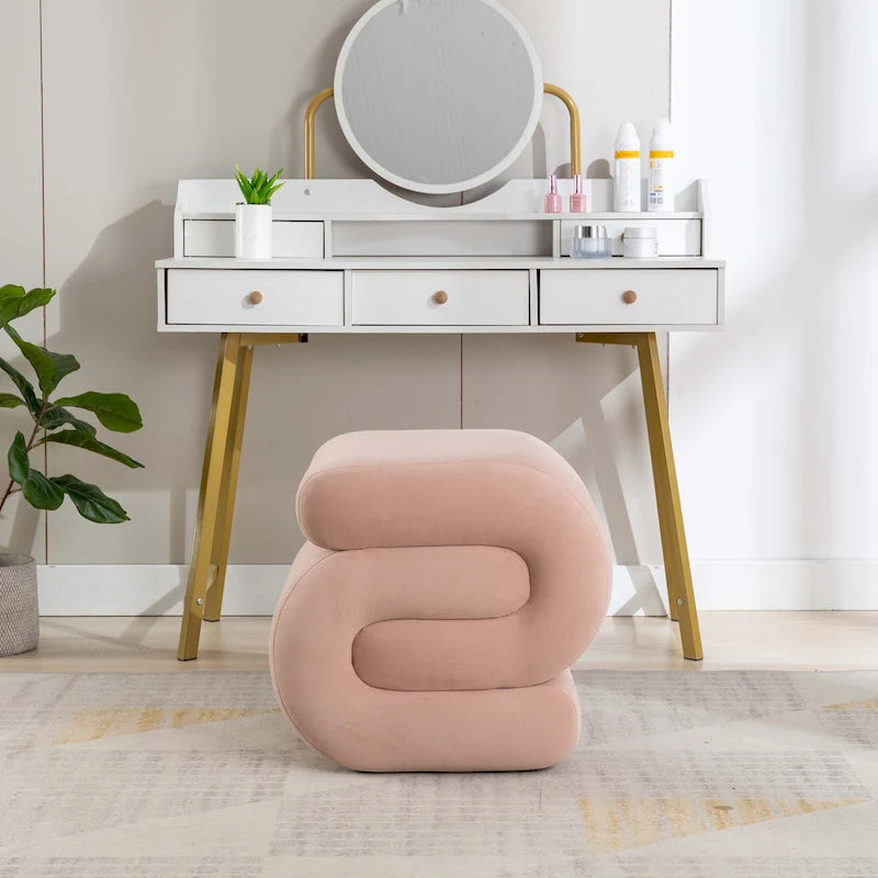 Tabouret de maquillage/repose-pieds ottoman en forme de S