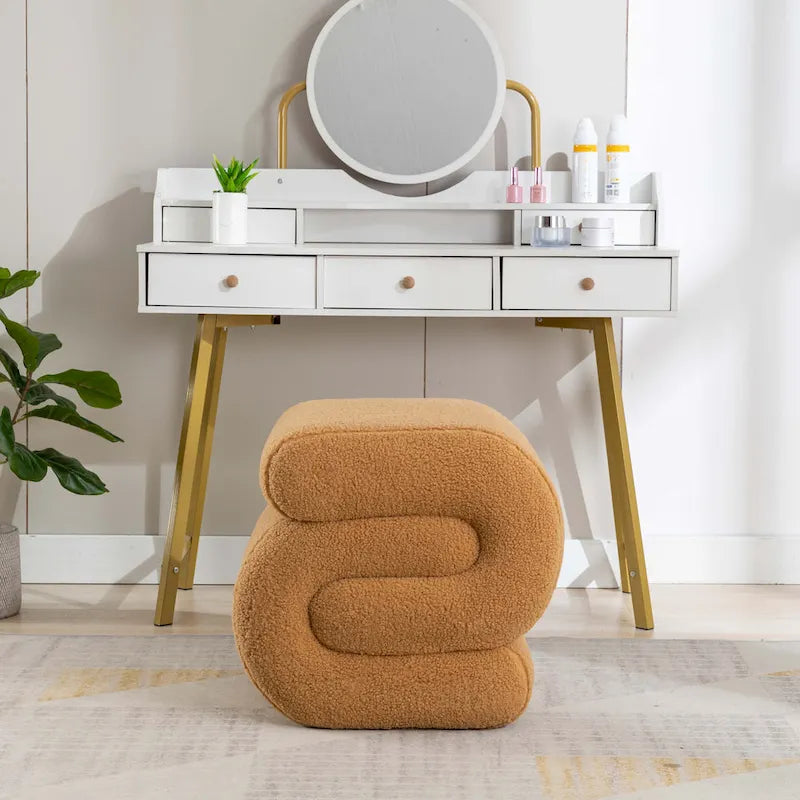 Tabouret de maquillage/repose-pieds ottoman en forme de S