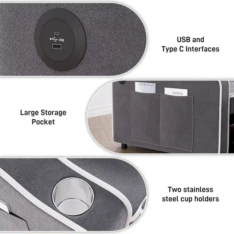 Canapé-lit convertible multifonction 3-en-1