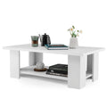 Table basse en bois de 36 pouces avec étagère de rangement, table de thé à 2 niveaux