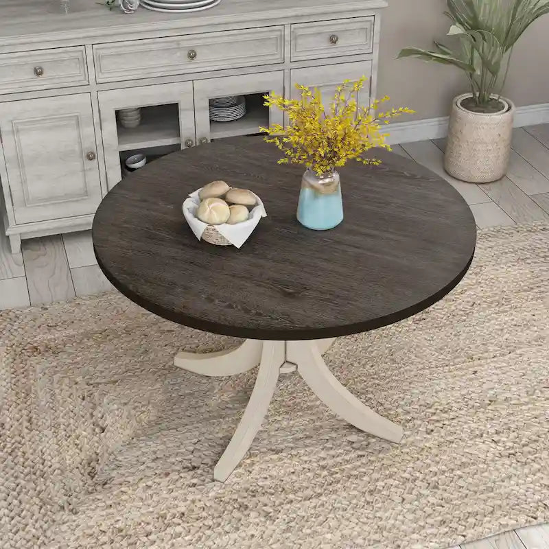 Table de salle à manger en bois blanc cassé de 119 cm