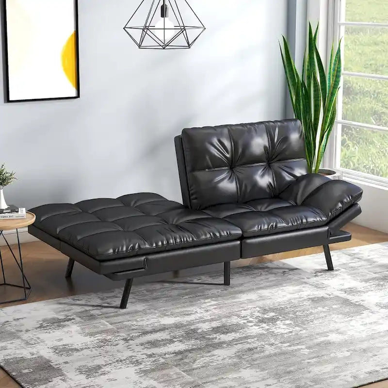 Canapé-lit futon, canapé convertible pliable en mousse à mémoire de forme avec accoudoirs réglables pour petits espaces